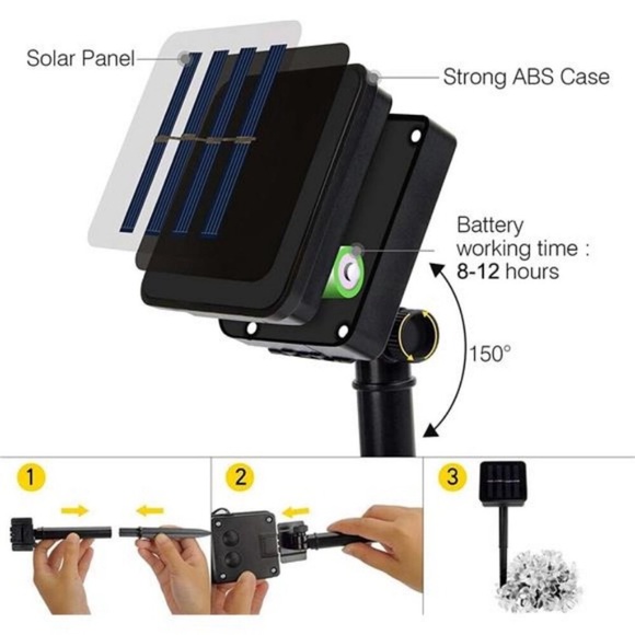 Solar String Flower Lights Outdoor 100 LED 40Ft Multi-Color Fairy Lights - Picture 6 of 8